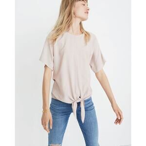 Madewell Beige White Button-Back Tie Tee in Stripe S